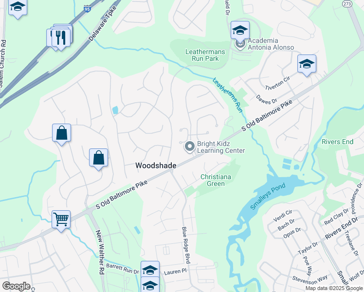 map of restaurants, bars, coffee shops, grocery stores, and more near 7 Windsor Circle in Newark