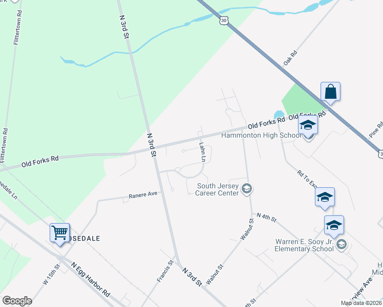 map of restaurants, bars, coffee shops, grocery stores, and more near 39 Leah Court in Hammonton
