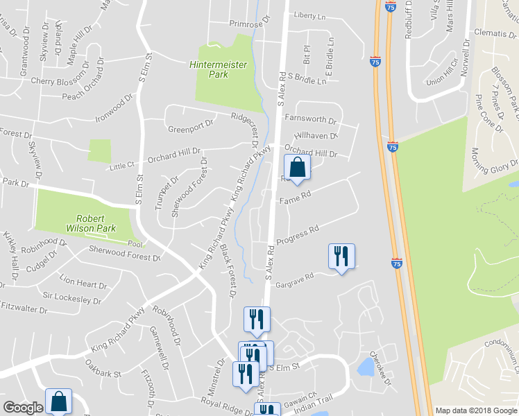 map of restaurants, bars, coffee shops, grocery stores, and more near 1588 Longbow Lane in West Carrollton