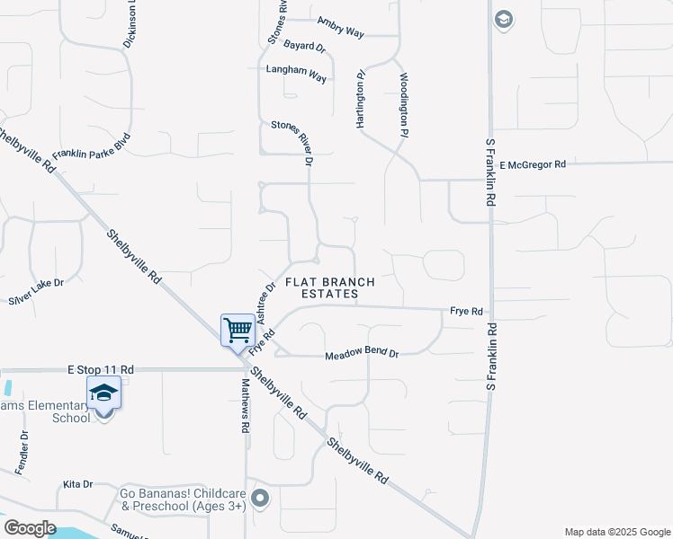 map of restaurants, bars, coffee shops, grocery stores, and more near 7719 Ashtree Drive in Indianapolis