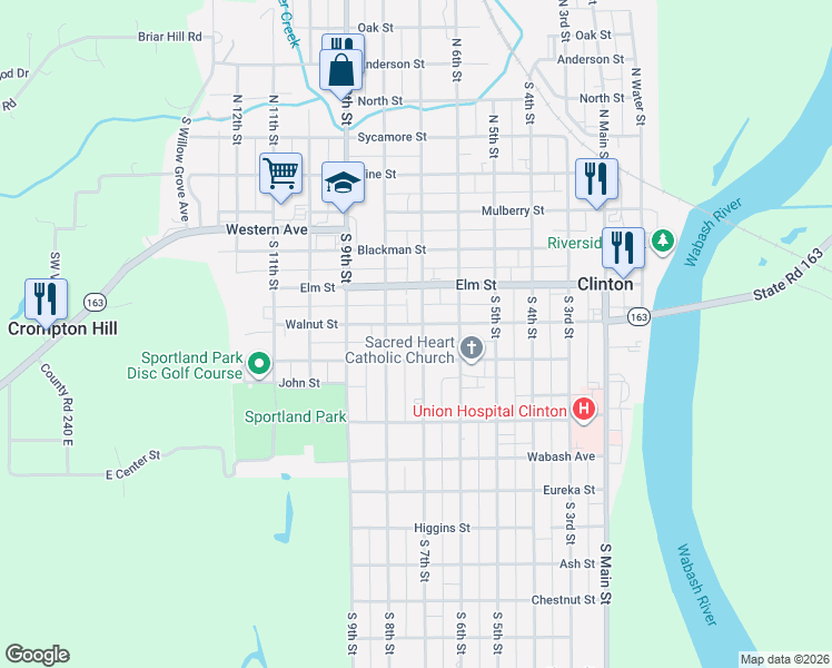 map of restaurants, bars, coffee shops, grocery stores, and more near 537 South 7th Street in Clinton