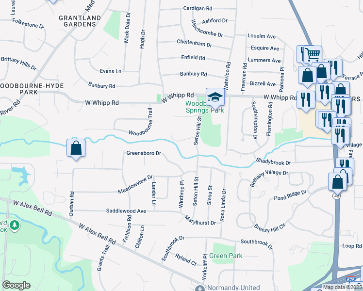 map of restaurants, bars, coffee shops, grocery stores, and more near 340 Wellesley Way in Dayton
