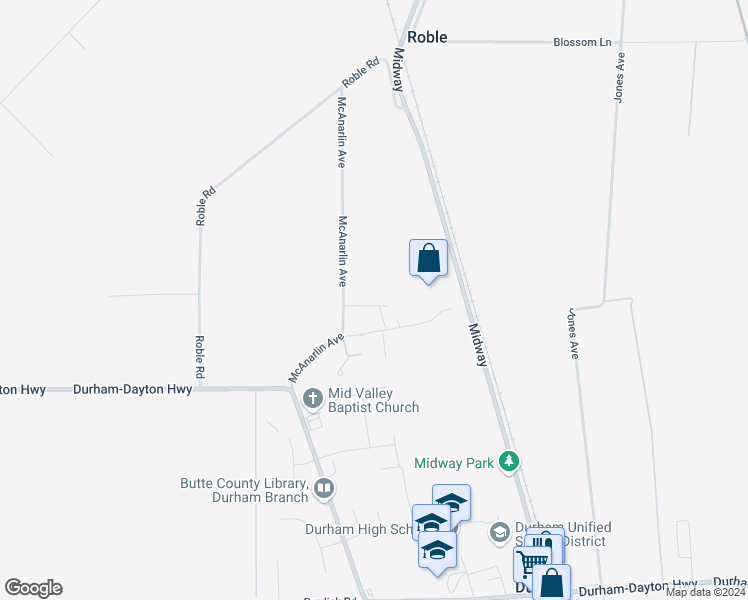 map of restaurants, bars, coffee shops, grocery stores, and more near 2482 Harris Ranch Road in Durham