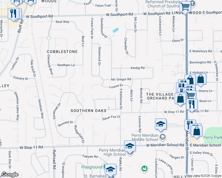 map of restaurants, bars, coffee shops, grocery stores, and more near 7604 Lake Vista Lane in Indianapolis