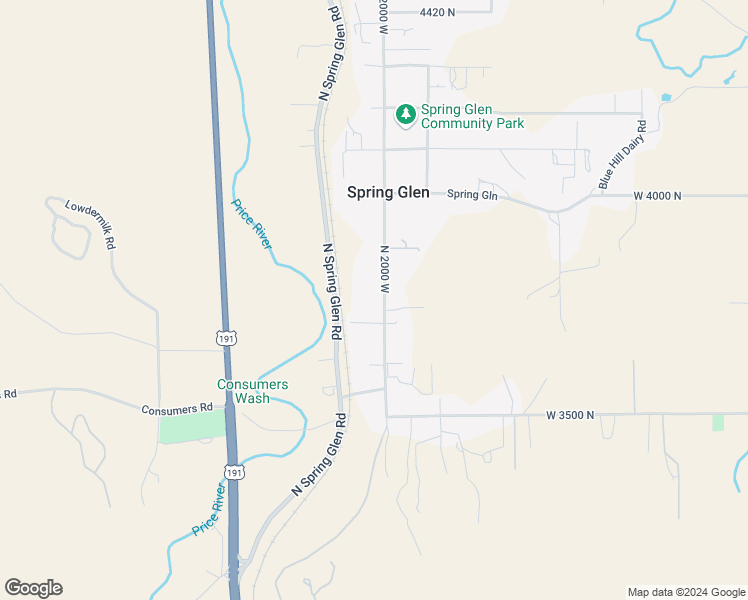 map of restaurants, bars, coffee shops, grocery stores, and more near 3789 North 2000 West in Helper