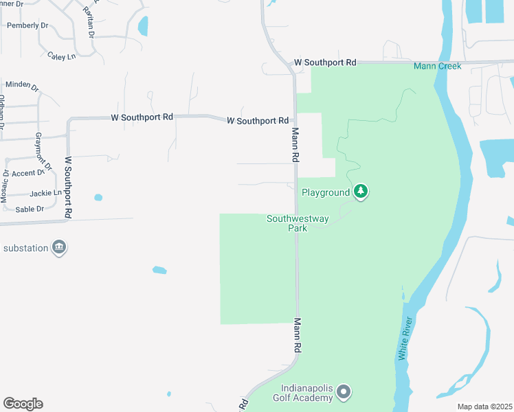 map of restaurants, bars, coffee shops, grocery stores, and more near 7430 Mann Road in Indianapolis