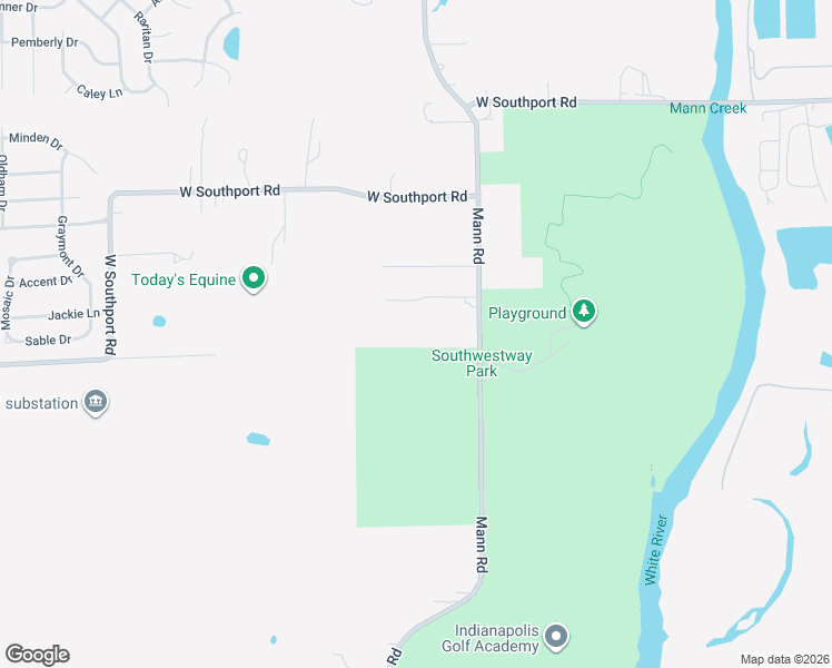 map of restaurants, bars, coffee shops, grocery stores, and more near 7430 Mann Road in Indianapolis