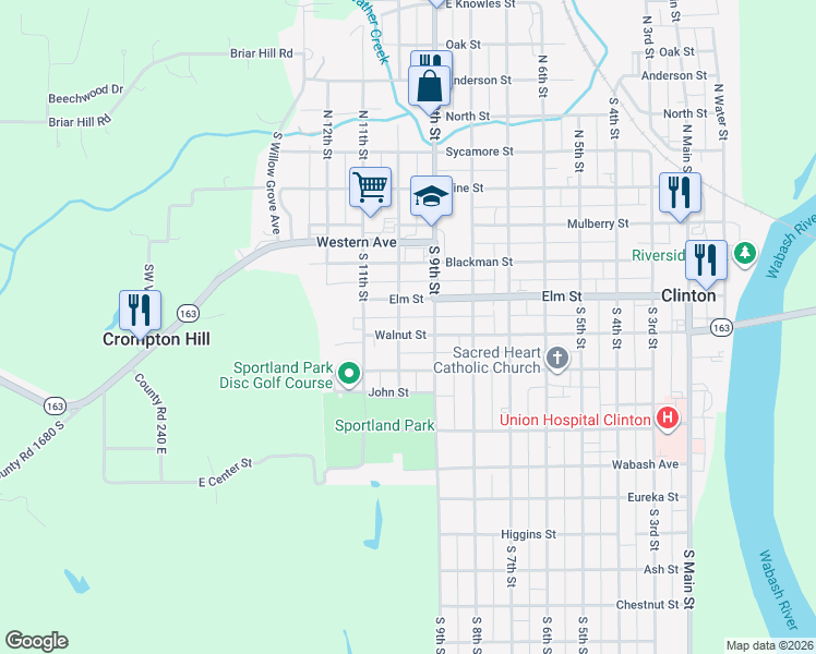 map of restaurants, bars, coffee shops, grocery stores, and more near 542 South 10th Street in Clinton