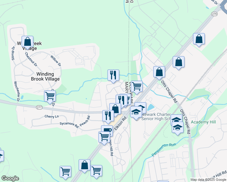 map of restaurants, bars, coffee shops, grocery stores, and more near 74 Mule Deer Court in Elkton