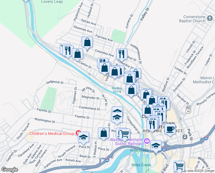 map of restaurants, bars, coffee shops, grocery stores, and more near 15 Valley Street in Cumberland