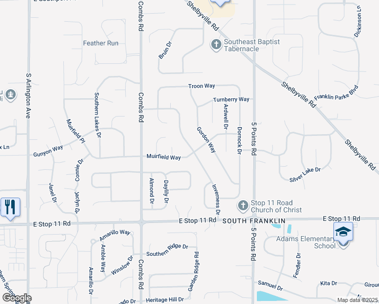 map of restaurants, bars, coffee shops, grocery stores, and more near 7618 Inverness Drive in Indianapolis