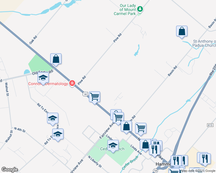 map of restaurants, bars, coffee shops, grocery stores, and more near 285 North White Horse Pike in Hammonton