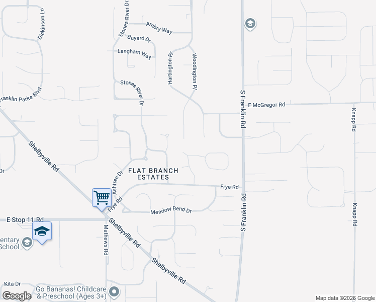 map of restaurants, bars, coffee shops, grocery stores, and more near 7632 Woodington Place in Indianapolis