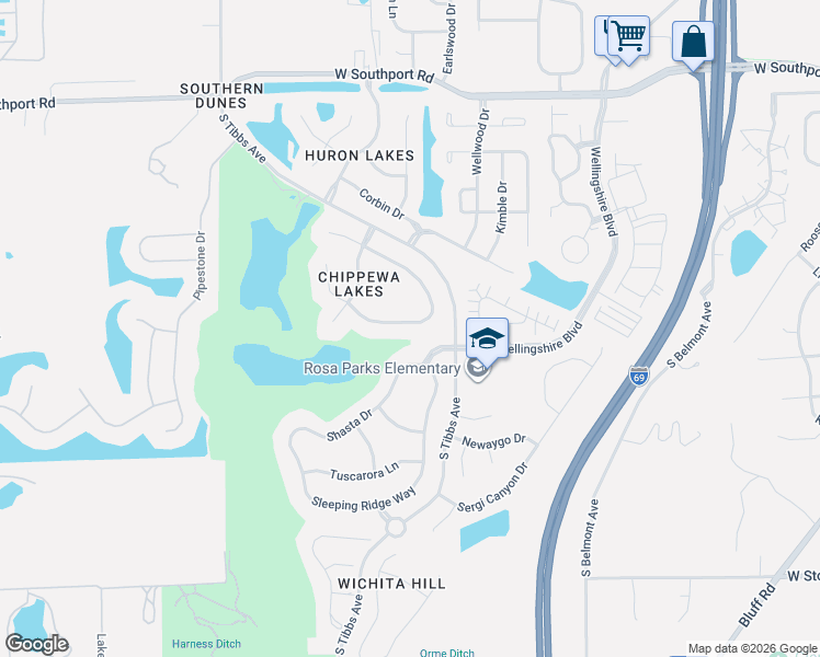 map of restaurants, bars, coffee shops, grocery stores, and more near 2906 Shadow Lake Drive in Indianapolis