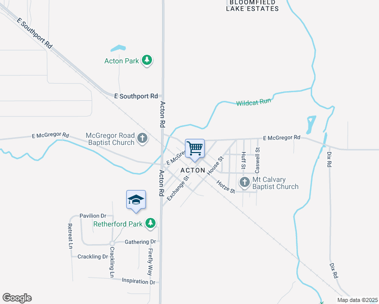 map of restaurants, bars, coffee shops, grocery stores, and more near 11150 South McGregor Road in Indianapolis