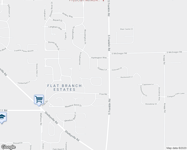 map of restaurants, bars, coffee shops, grocery stores, and more near 8228 Flat Branch Drive in Indianapolis