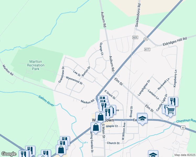 map of restaurants, bars, coffee shops, grocery stores, and more near 229 Howard Avenue in Woodstown