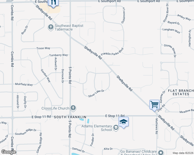 map of restaurants, bars, coffee shops, grocery stores, and more near 7641 Ridge Harvest Lane in Indianapolis
