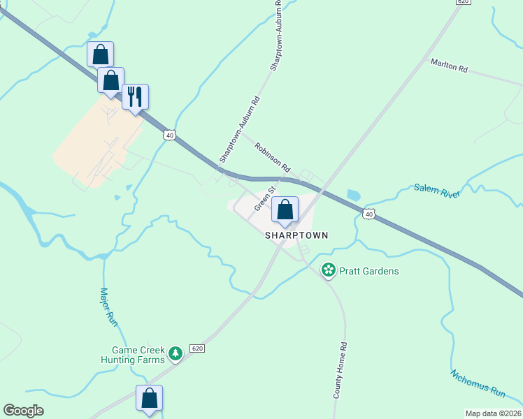 map of restaurants, bars, coffee shops, grocery stores, and more near 37 Main Street in Pilesgrove