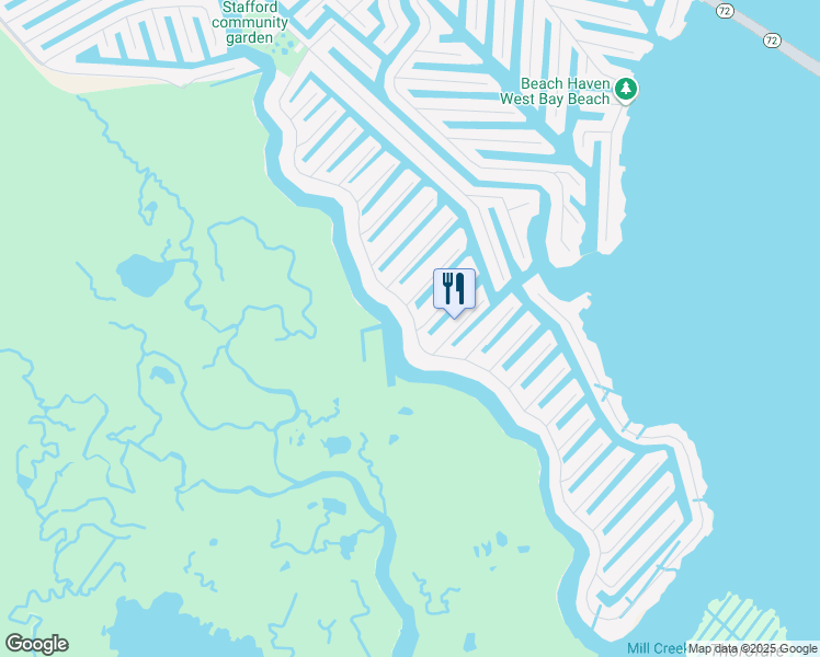 map of restaurants, bars, coffee shops, grocery stores, and more near 1511 Mill Creek Road in Stafford Township