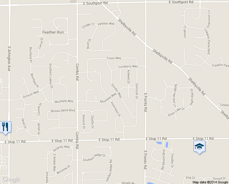 map of restaurants, bars, coffee shops, grocery stores, and more near 7626 Gordon Way in Indianapolis