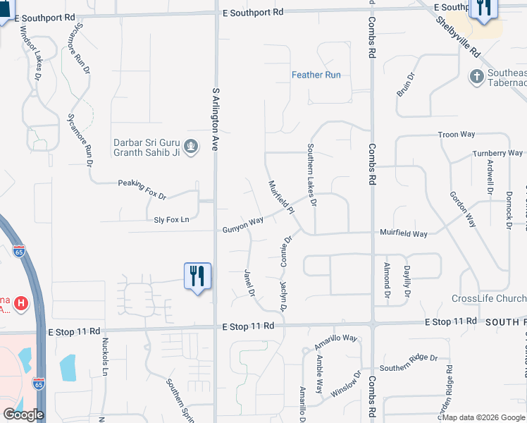 map of restaurants, bars, coffee shops, grocery stores, and more near 7626 Chris Anne Drive in Indianapolis