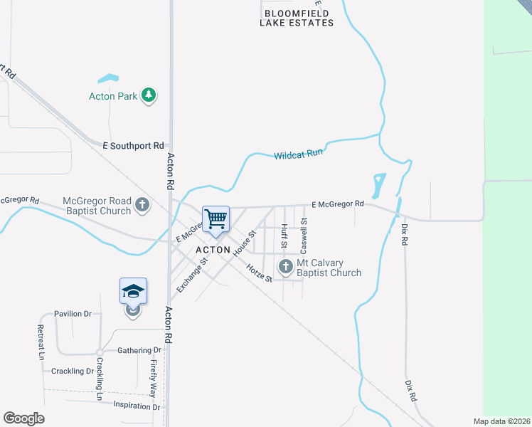 map of restaurants, bars, coffee shops, grocery stores, and more near 11302 House Street in Indianapolis