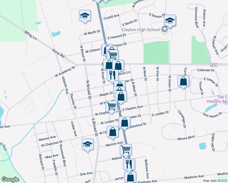 map of restaurants, bars, coffee shops, grocery stores, and more near 200A North Delsea Drive in Clayton