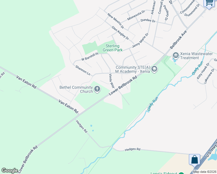 map of restaurants, bars, coffee shops, grocery stores, and more near 2813 Raxit Court in Xenia