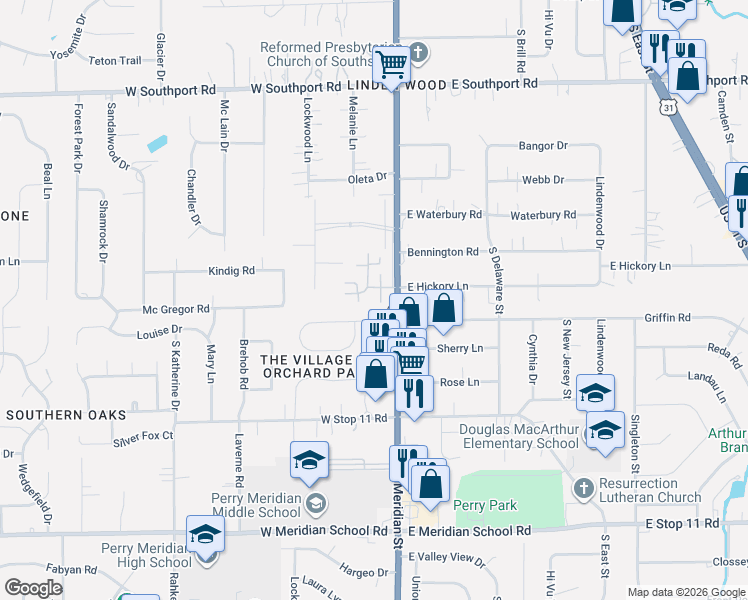 map of restaurants, bars, coffee shops, grocery stores, and more near 7463 Woodshire Place in Indianapolis