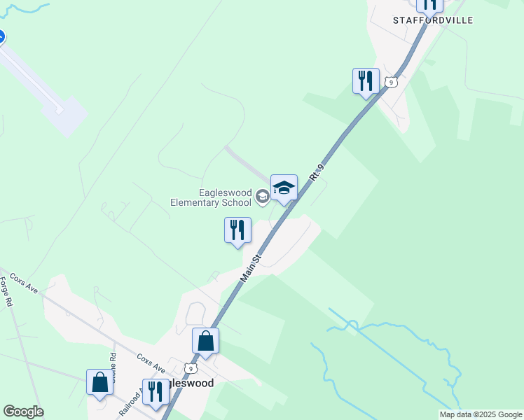 map of restaurants, bars, coffee shops, grocery stores, and more near 511 Main Street in Eagleswood