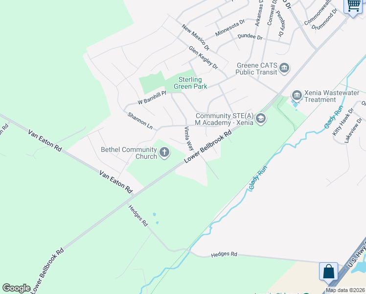 map of restaurants, bars, coffee shops, grocery stores, and more near 2813 Raxit Court in Xenia