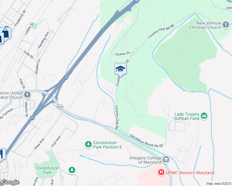 map of restaurants, bars, coffee shops, grocery stores, and more near 10122 Country Club Road in Cumberland