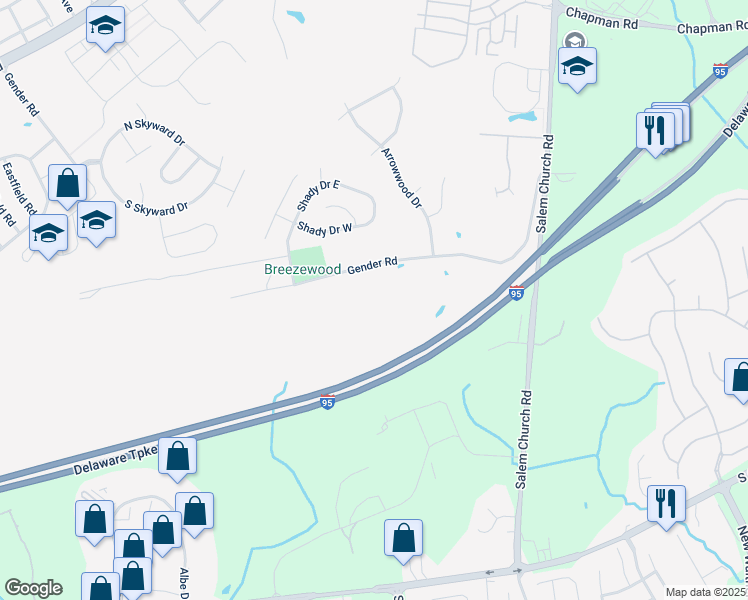 map of restaurants, bars, coffee shops, grocery stores, and more near 400 Commerce Drive in Newark