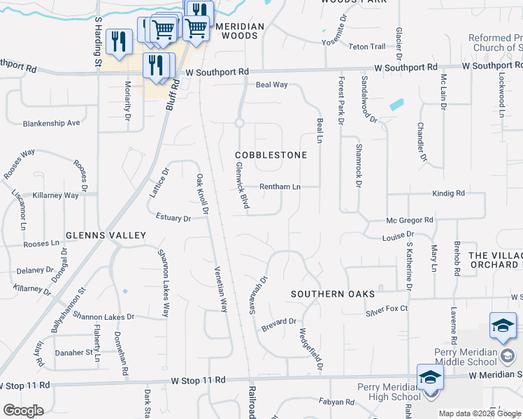 map of restaurants, bars, coffee shops, grocery stores, and more near 925 Angus Lane in Indianapolis