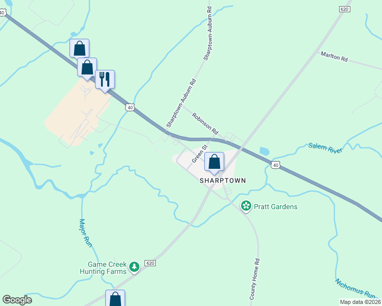map of restaurants, bars, coffee shops, grocery stores, and more near 37 Main Street in Pilesgrove