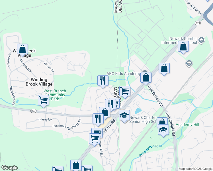map of restaurants, bars, coffee shops, grocery stores, and more near 74 Mule Deer Court in Elkton