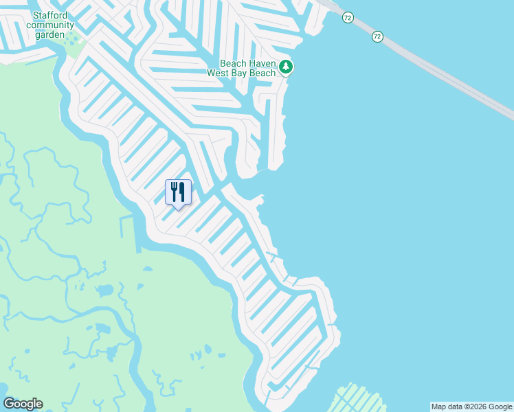 map of restaurants, bars, coffee shops, grocery stores, and more near 2108 Mill Creek Road in Stafford Township