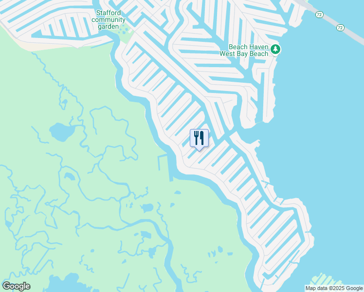 map of restaurants, bars, coffee shops, grocery stores, and more near 1511 Mill Creek Road in Stafford Township