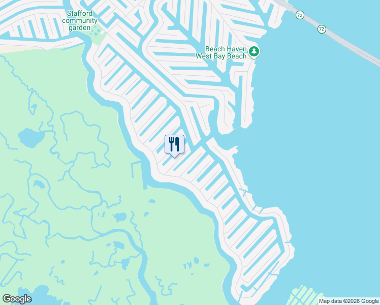 map of restaurants, bars, coffee shops, grocery stores, and more near 36 Ralph Lane in Stafford Township