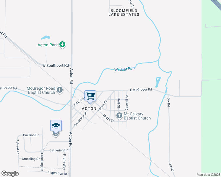 map of restaurants, bars, coffee shops, grocery stores, and more near 11302 House Street in Indianapolis