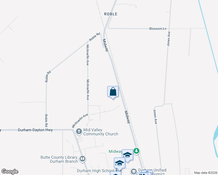 map of restaurants, bars, coffee shops, grocery stores, and more near 9725 Midway in Durham