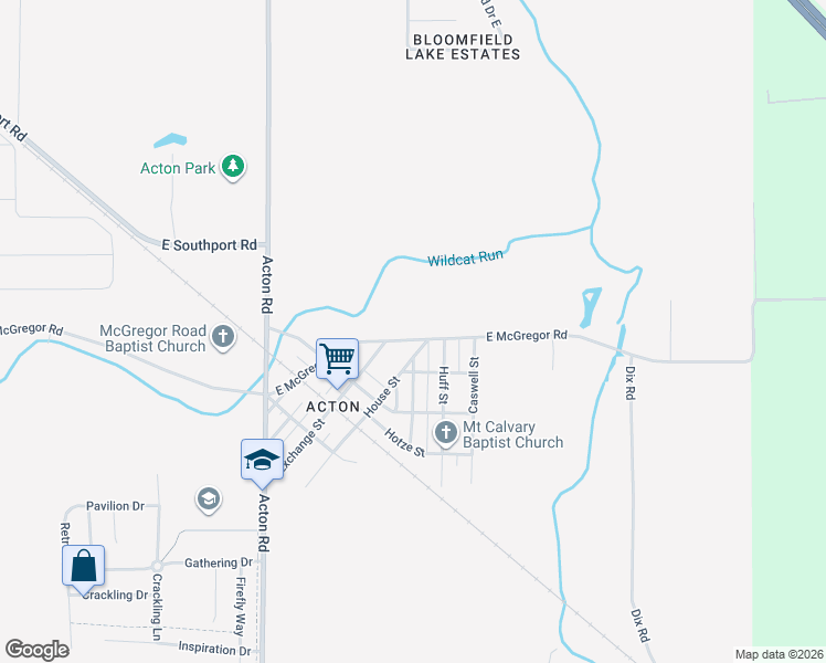 map of restaurants, bars, coffee shops, grocery stores, and more near 11302 House Street in Indianapolis