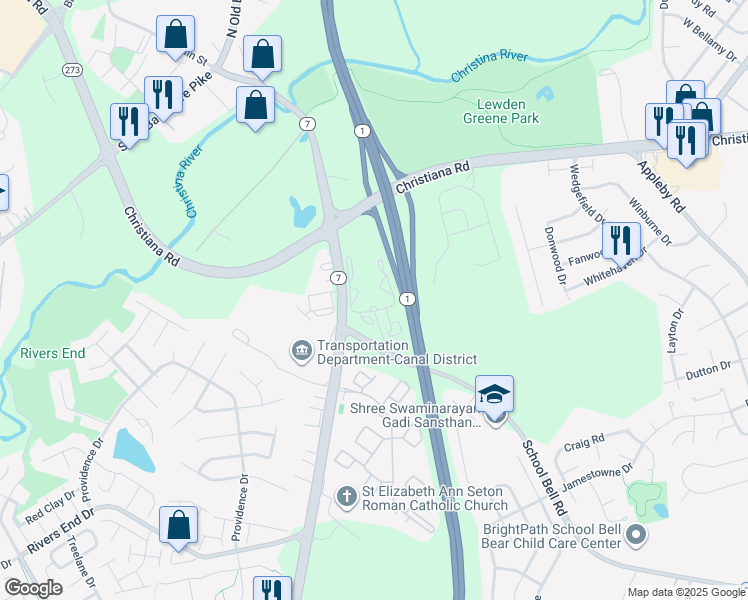 map of restaurants, bars, coffee shops, grocery stores, and more near 2000 Varsity Lane in Bear