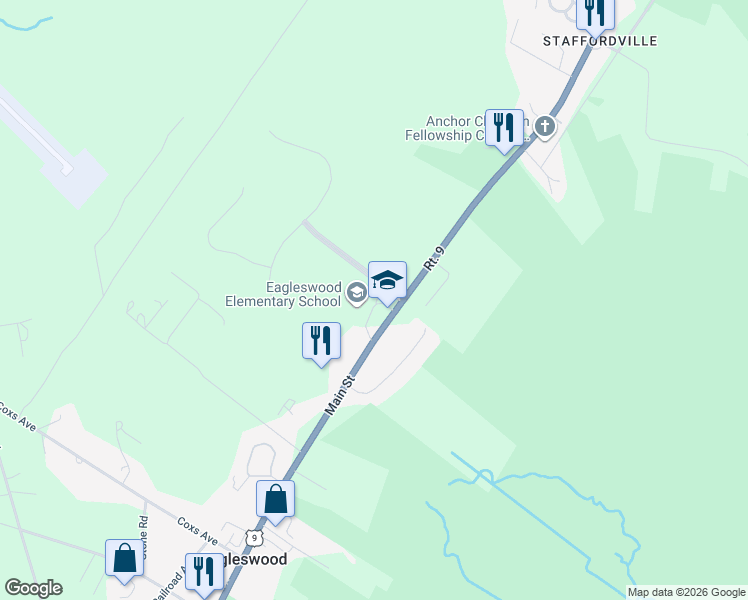 map of restaurants, bars, coffee shops, grocery stores, and more near 511 Main Street in Eagleswood