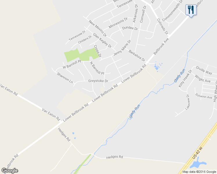 map of restaurants, bars, coffee shops, grocery stores, and more near 1425 East Kearney Lane in Xenia
