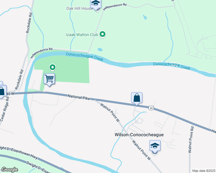 map of restaurants, bars, coffee shops, grocery stores, and more near 15414 National Pike in Hagerstown