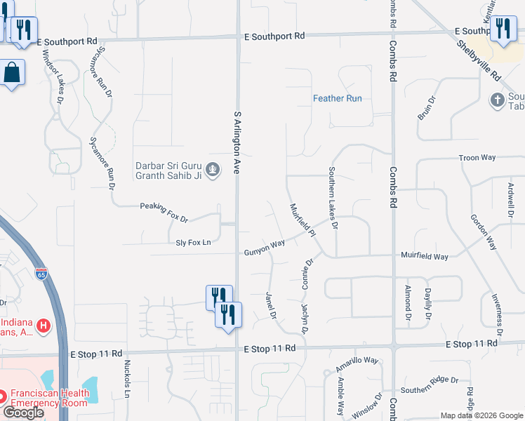 map of restaurants, bars, coffee shops, grocery stores, and more near 7526 Chris Anne Drive in Indianapolis