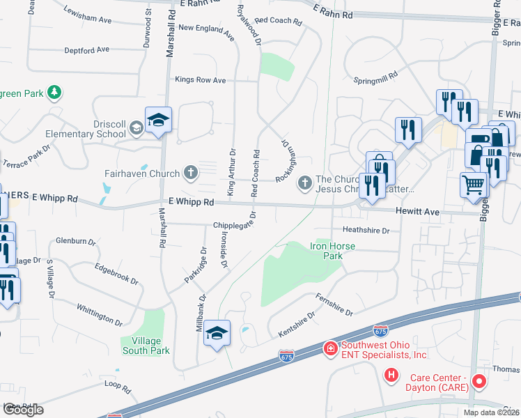 map of restaurants, bars, coffee shops, grocery stores, and more near 810 Chipplegate Drive in Centerville