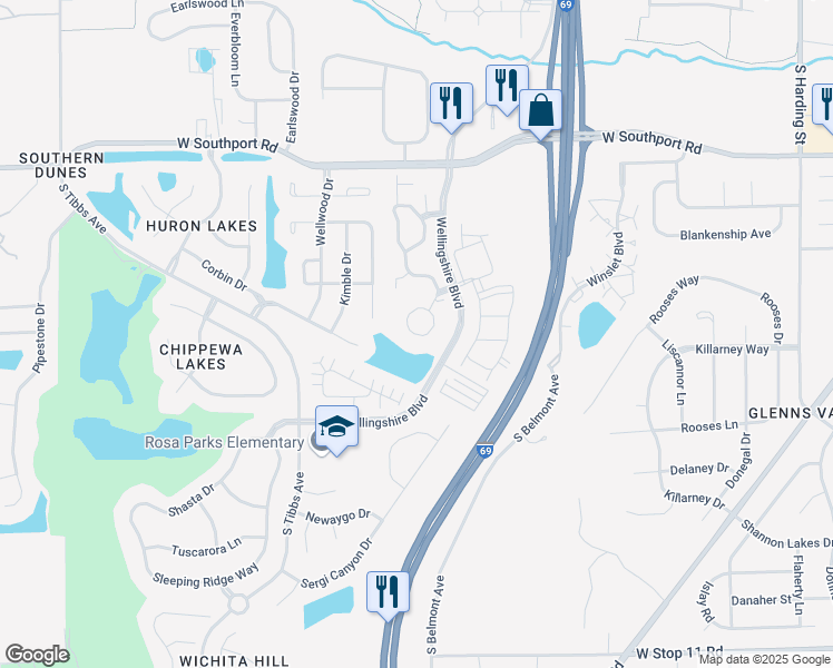 map of restaurants, bars, coffee shops, grocery stores, and more near 7355 Lake Lakota Place in Indianapolis